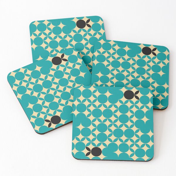 Item preview, Beige Seventies pattern with black fruits in a teal background  designed and sold by StefanStudioArt.