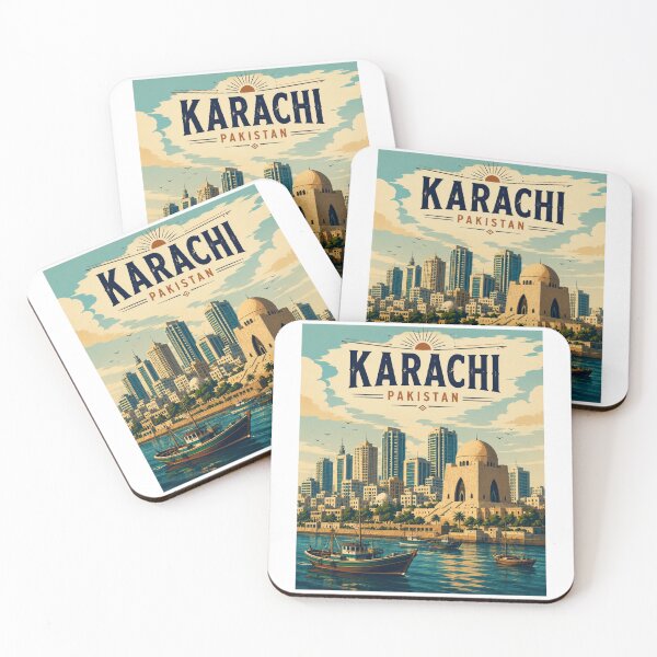 Item preview, Karachi in Sindh Pakistan, Vintage Art Travel Landscape designed and sold by MaateoDesign.