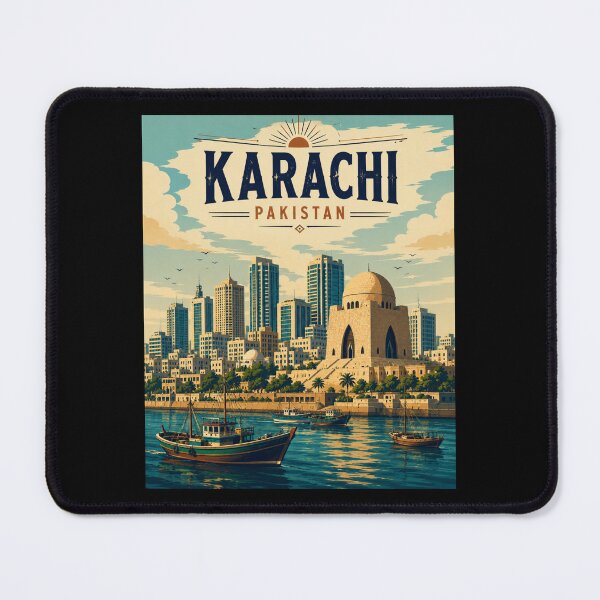 Item preview, Karachi en Sindh, Pakistán, Paisaje de viaje de arte vintage designed and sold by MaateoDesign.