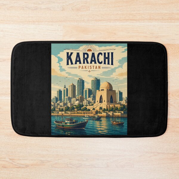 Item preview, Karachi in Sindh Pakistan, Vintage Art Travel Landscape designed and sold by MaateoDesign.