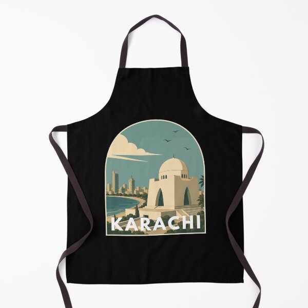 Item preview, Karachi in Sindh Pakistan, Retro Art Travel Landscape Badge designed and sold by MaateoDesign.