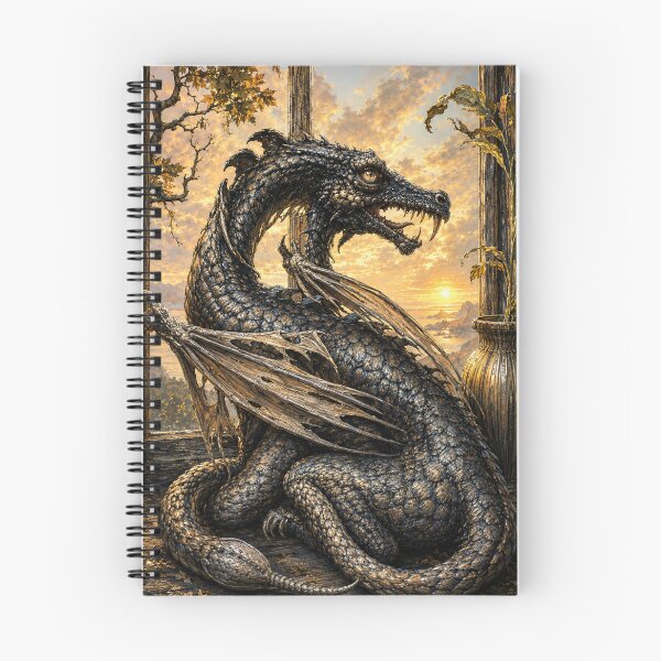 Item preview, Ancient Dragon at Sunset – Dark Fantasy Gothic Dragon Art | Neo Frazetta Style designed and sold by ITSimagination.
