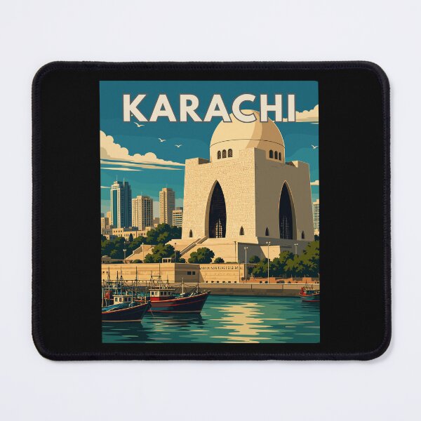 Item preview, Karachi in Pakistan, Vintage Art Travel Landscape designed and sold by MaateoDesign.