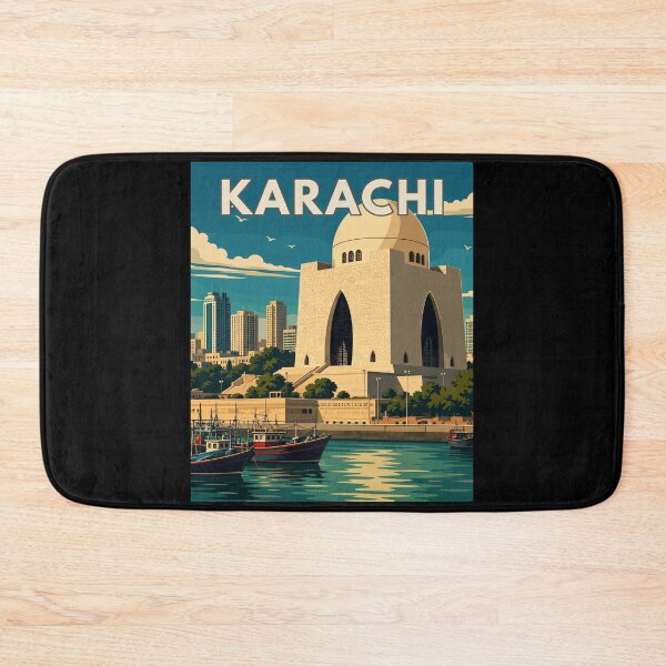 Item preview, Karachi in Pakistan, Vintage Art Travel Landscape designed and sold by MaateoDesign.