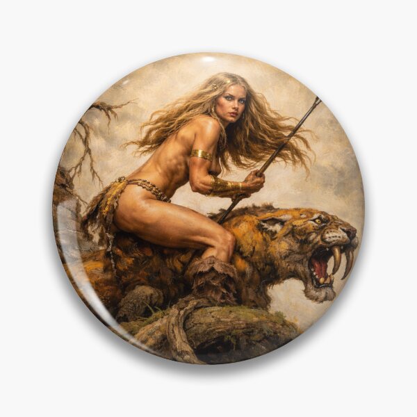 Item preview, Sabertooth Huntress – Prehistoric Fantasy Warrior designed and sold by ITSimagination.