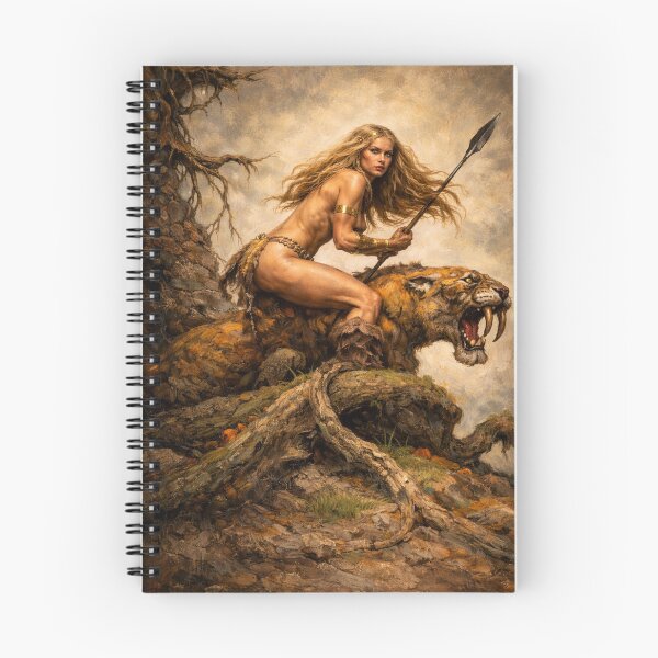 Item preview, Sabertooth Huntress – Prehistoric Fantasy Warrior designed and sold by ITSimagination.
