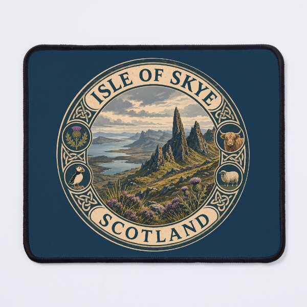 Item preview, Isle of Skye Scotland Illustration Travel Art Badge designed and sold by KrisSidDesigns.