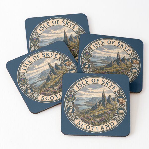 Item preview, Isle of Skye Scotland Illustration Travel Art Badge designed and sold by KrisSidDesigns.