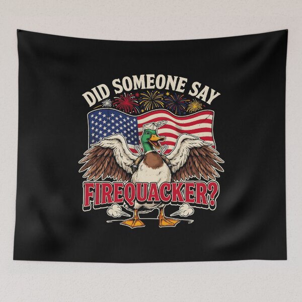 Item preview, Did Someone Say Firequacker Patriotic Duck Pun with American Flag designed and sold by Redgiant87x.