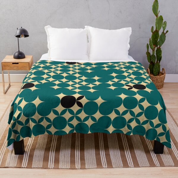 Item preview, Beige Seventies pattern with black fruits in a green background  designed and sold by StefanStudioArt.