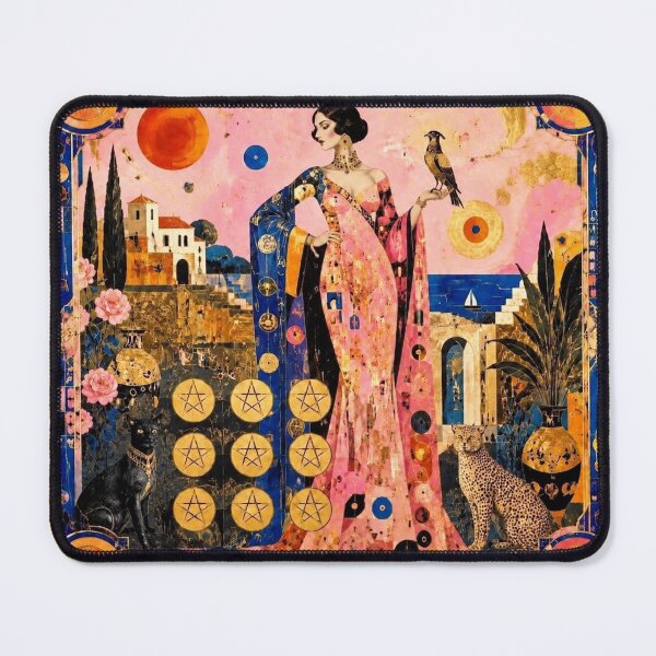 Item preview, Nine of Pentacles - The Lady of Abundance | Luxury Art Deco Tarot designed and sold by Natalia-Vlad.