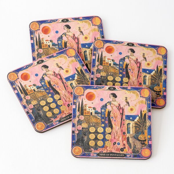Item preview, Nine of Pentacles - The Lady of Abundance | Luxury Art Deco Tarot designed and sold by Natalia-Vlad.