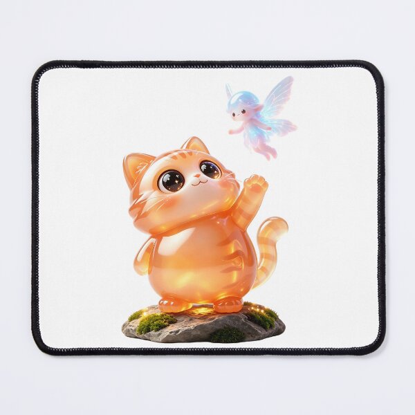 Item preview, The Fairy Friend - Cute Emerald Cat Meeting a Magical Sprite designed and sold by ABYSSLAB.