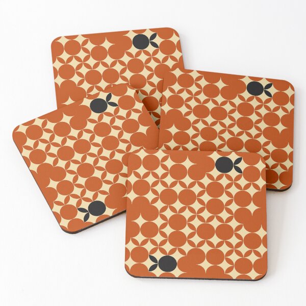 Item preview, Beige Seventies pattern with black fruits in a orange burned background  designed and sold by StefanStudioArt.