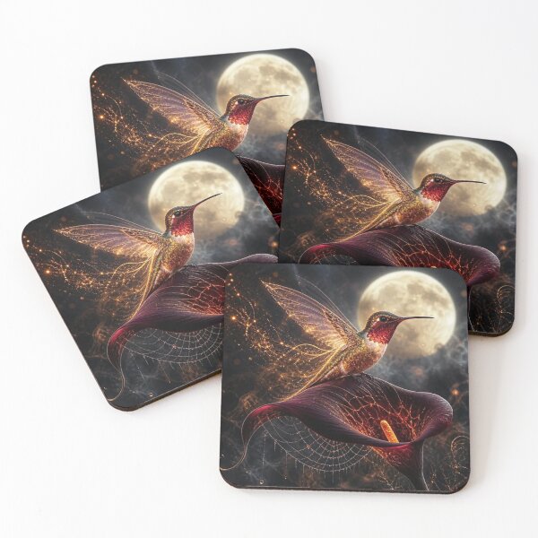 Item preview, Magical Hummingbird on Flower with Full Moon designed and sold by Pioneer Spirit Market.