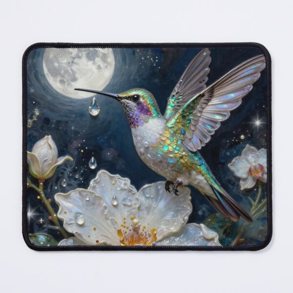 Item preview, Magical Hummingbird on Flower with Full Moon designed and sold by Pioneer Spirit Market.