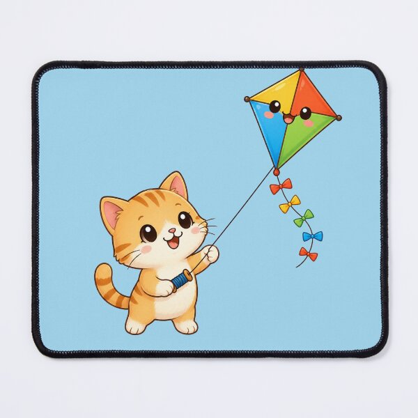 Item preview, Cute Kawaii Cat Flying Colorful Rainbow Kite designed and sold by Seculinator.