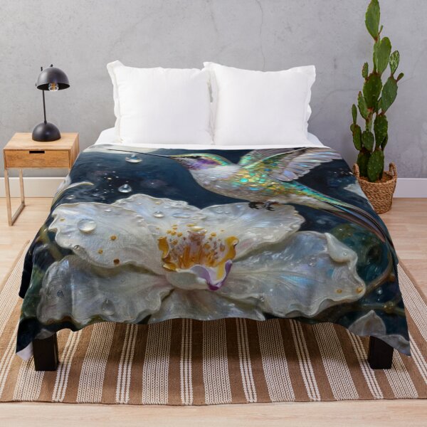 Item preview, Magical Hummingbird on Flower with Full Moon designed and sold by Pioneer Spirit Market.