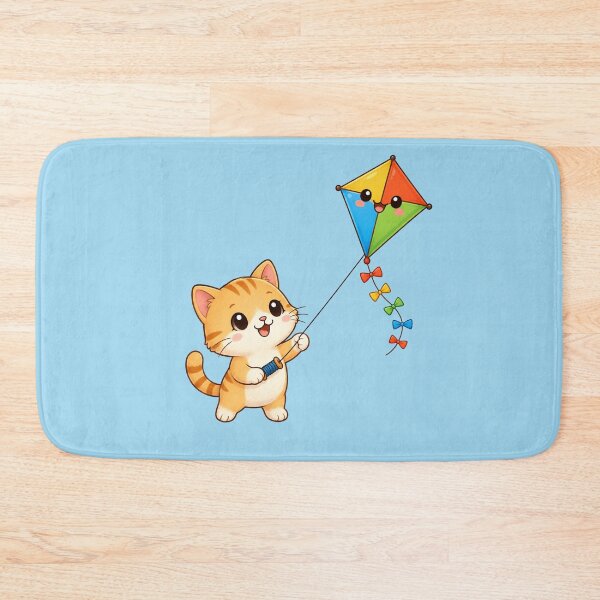 Item preview, Cute Kawaii Cat Flying Colorful Rainbow Kite designed and sold by Seculinator.