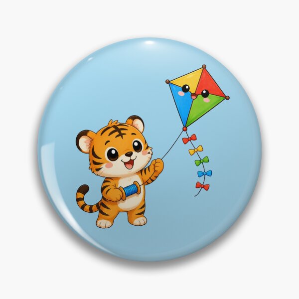 Item preview, Cute Kawaii Tiger Flying Colorful Rainbow Kite designed and sold by Seculinator.
