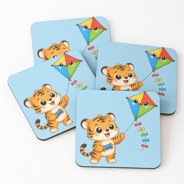 Item preview, Cute Kawaii Tiger Flying Colorful Rainbow Kite designed and sold by Seculinator.