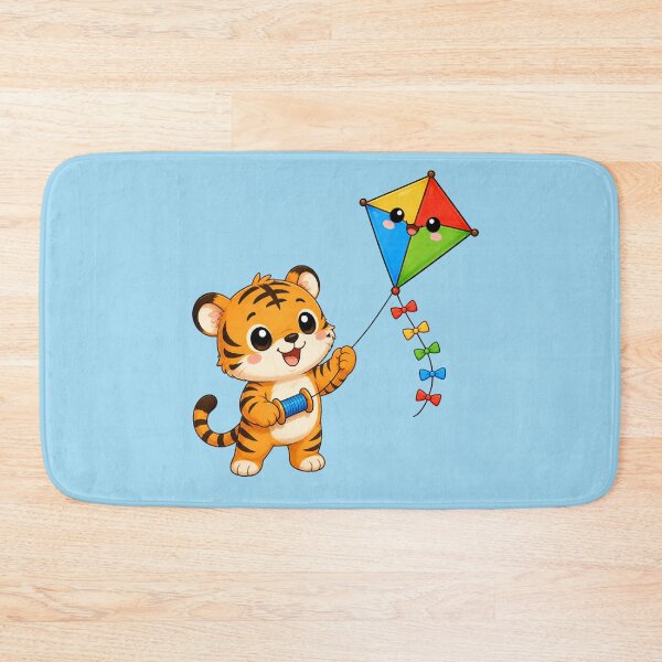 Item preview, Cute Kawaii Tiger Flying Colorful Rainbow Kite designed and sold by Seculinator.