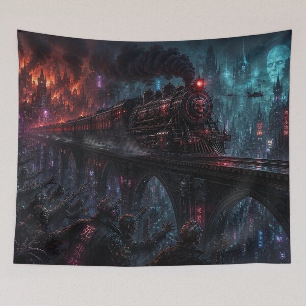Item preview, Dystopian Skull Train Cyberpunk Scene designed and sold by Pioneer Spirit Market.