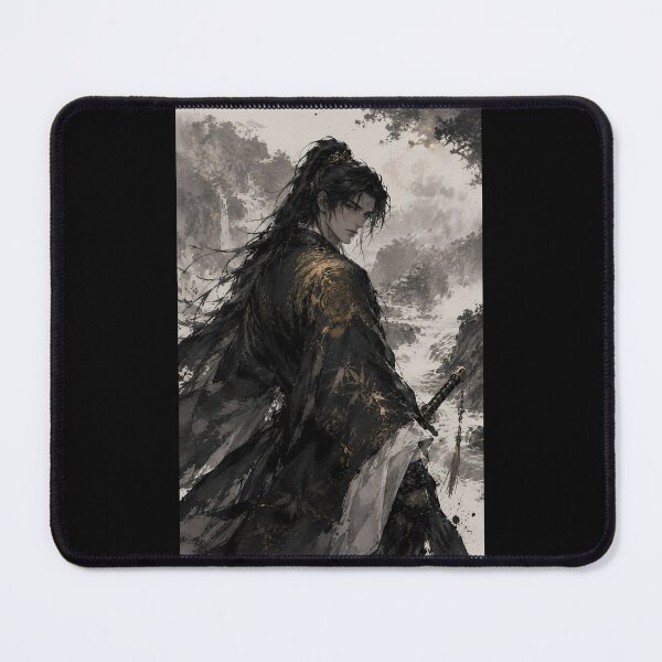Item preview, Wuxia Swordsman in Mist | Chinese Ink Wash Art designed and sold by ManJiangHong.
