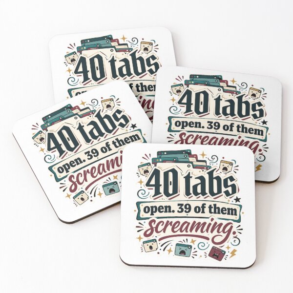 Item preview,  40 Tabs Open 39 Of Them Screaming Funny Overwhelmed Sticker designed and sold by YoumuAfterDark.