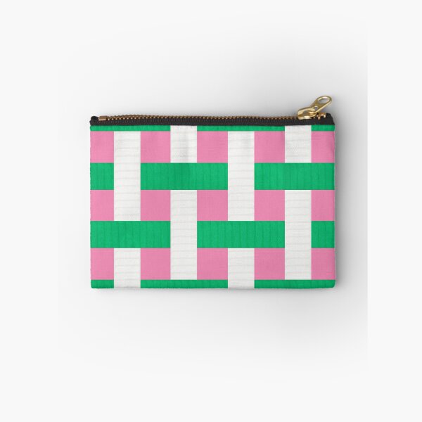 Item preview, Textured Interwoven Lattice of Green Pink and White Stripes designed and sold by ArtyFridgees.