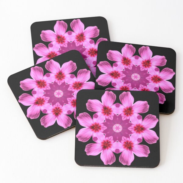 Item preview, Pink Floral Mandala on Black Background designed and sold by SilentBloomLab.