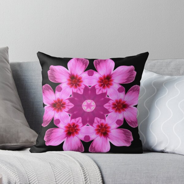 Item preview, Pink Floral Mandala on Black Background designed and sold by SilentBloomLab.