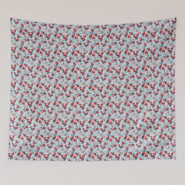 Item preview, Vintage Red roses and Blue Background designed and sold by LouieVanille.