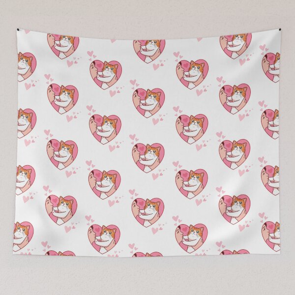 Item preview, Funny Orange Cat  Kiss in Pink Heart designed and sold by DanniJordan.