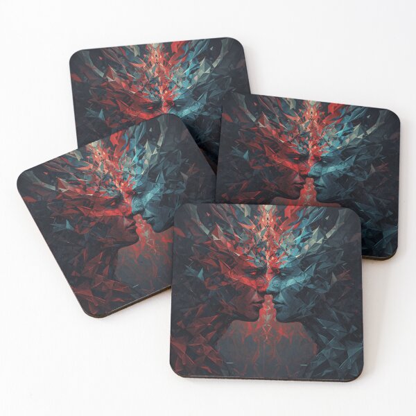Item preview, Duality of the Mind | Abstract Geometric Face Fusion Dark Surreal Art T-Shirt designed and sold by Vvmd.