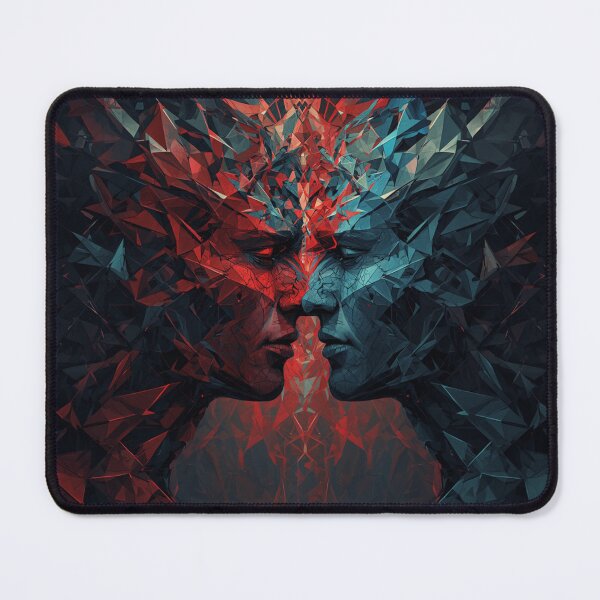 Item preview, Duality of the Mind | Abstract Geometric Face Fusion Dark Surreal Art T-Shirt designed and sold by Vvmd.