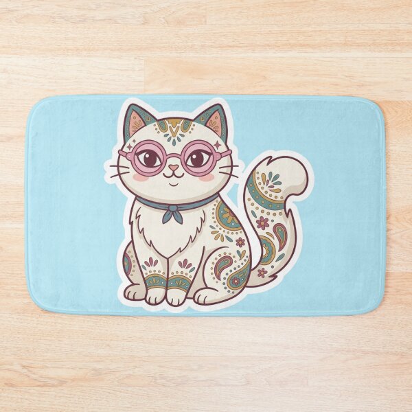 Item preview, Adorable Paisley Pattern Folk Art Cat Illustration designed and sold by Iampoji.