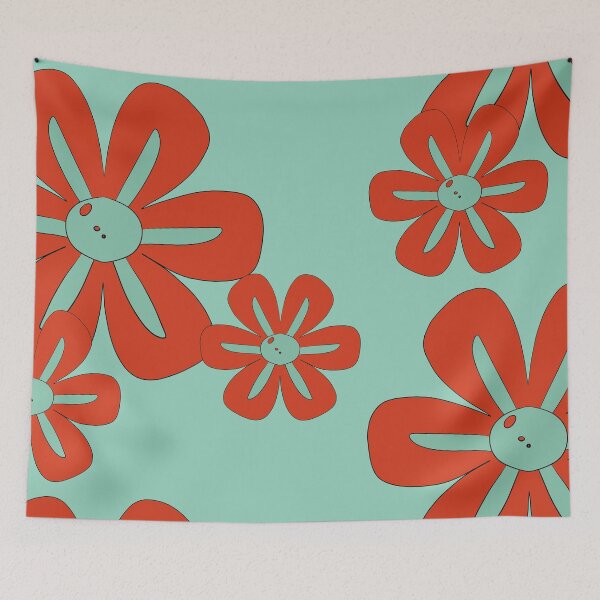 Item preview, Orange burned Retro Flowers 94 – Vintage Flower Design  designed and sold by StefanStudioArt.