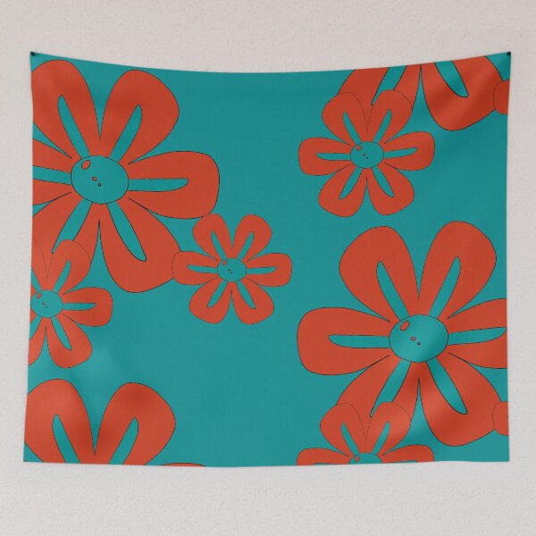 Item preview, Orange burned Retro Flowers 96 – Vintage Flower Design  designed and sold by StefanStudioArt.