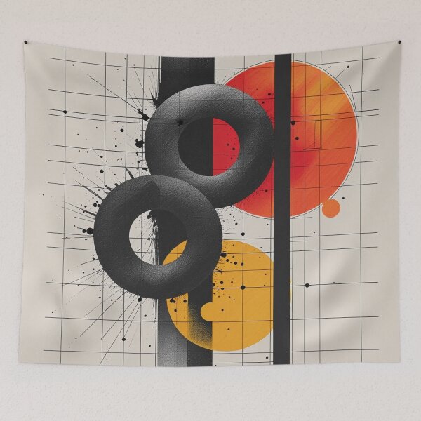 Item preview, Modern Geometric Abstract with Textured Black Circles designed and sold by semenol.