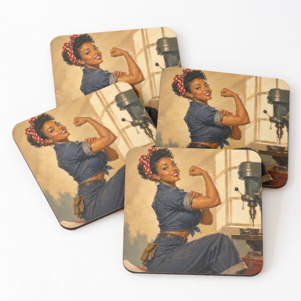 Item preview, Rosie the Riveter Inspired Black Pin Up | Vintage WWII Factory Worker Illustration designed and sold by MissSaylor.