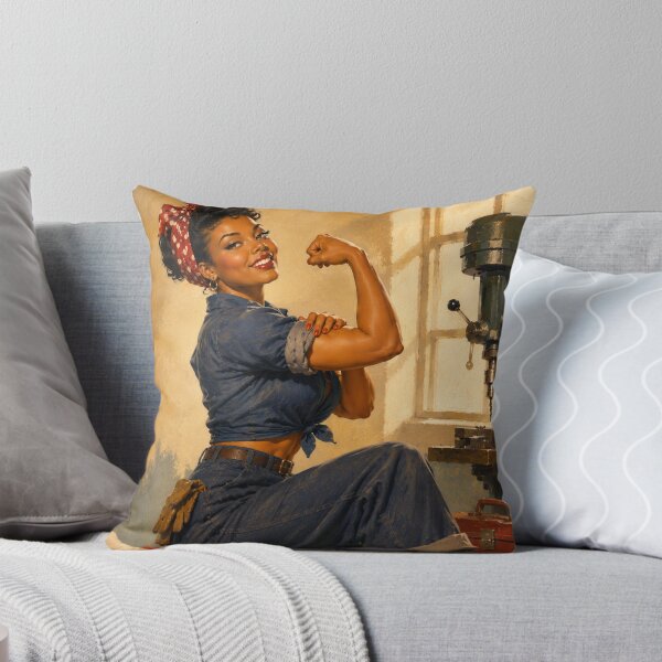 Item preview, Rosie the Riveter Inspired Black Pin Up | Vintage WWII Factory Worker Illustration designed and sold by MissSaylor.
