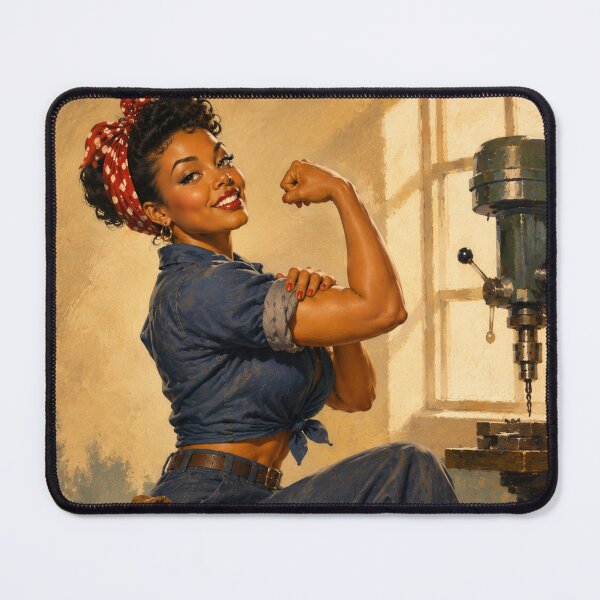 Item preview, Rosie the Riveter Inspired Black Pin Up | Vintage WWII Factory Worker Illustration designed and sold by MissSaylor.