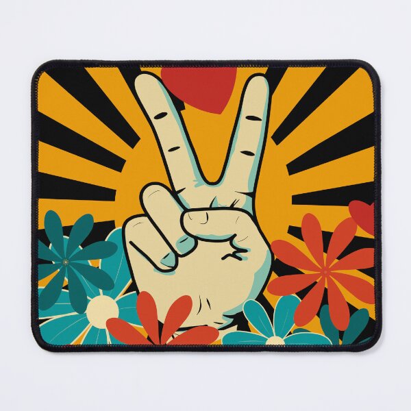 Item preview, Peace and Love Pop Art – Retro black and Yellow Graphic Illustration designed and sold by StefanStudioArt.