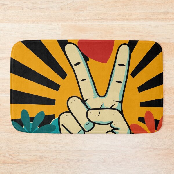 Item preview, Peace and Love Pop Art – Retro black and Yellow Graphic Illustration designed and sold by StefanStudioArt.
