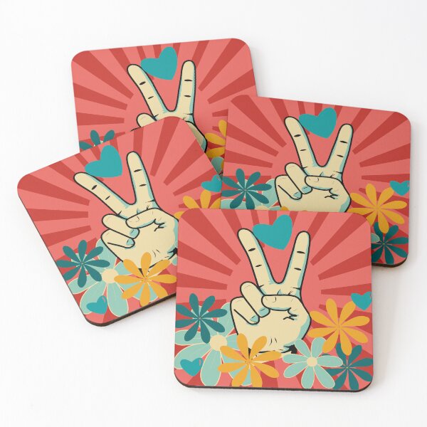 Item preview, Peace and Love Pop Art – Retro pink and red Graphic Illustration designed and sold by StefanStudioArt.