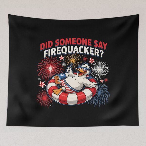 Item preview, Did Someone Say Firequacker Funny American Flag Duck Meme designed and sold by Redgiant87x.