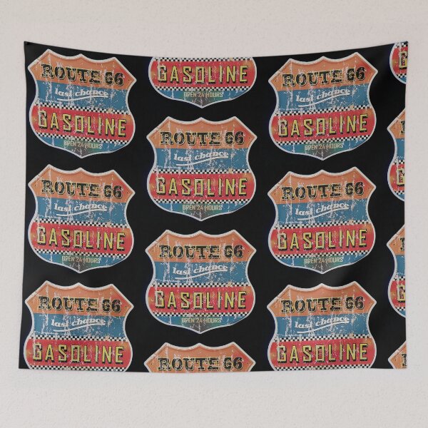 Item preview, Route 66 Gasoline Retro Shield Sign - US Vintage designed and sold by Tokraz-art.