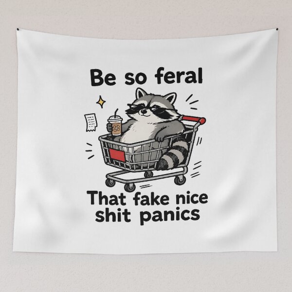Item preview, Feral Raccoon Shopping Chaos designed and sold by ChocoMellowCo.