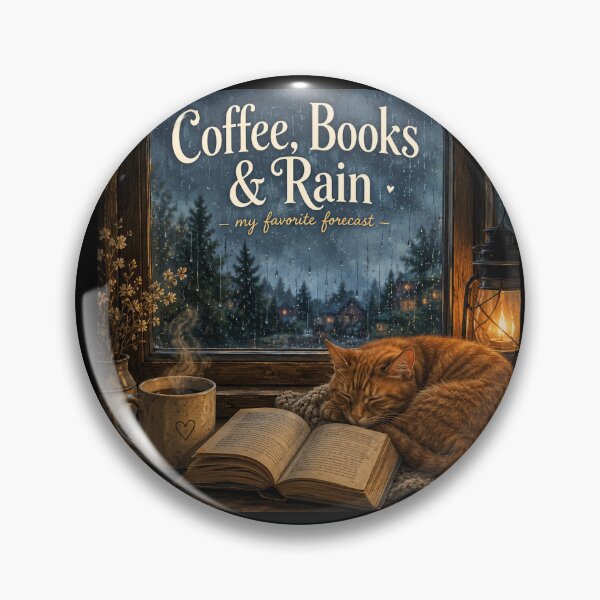 Item preview, Coffee Books & Rain, Cozy Rainy Day Cat Reading Aesthetic, Book Lover Gift, Cottagecore Window Illustration, Pluviophile Art designed and sold by TulipsArtDesigns .